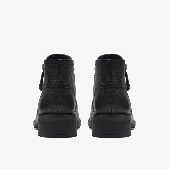 Clarks Womens Hearth Dove Lug Sole R Black Leather Size 8M - E27 - Picture 5 of 6